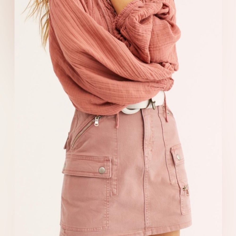 WE THE FREE - Free People Dusty Lilac Pink Avenue Cargo Mini Skirt Size 27